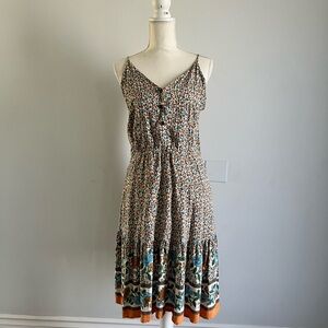 Chic Floral Midi Dress with Spaghetti Straps